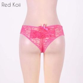 Sexy Lingerie Cut Out Underpants Briefs Lace See Through (Option: Pink-4XL)